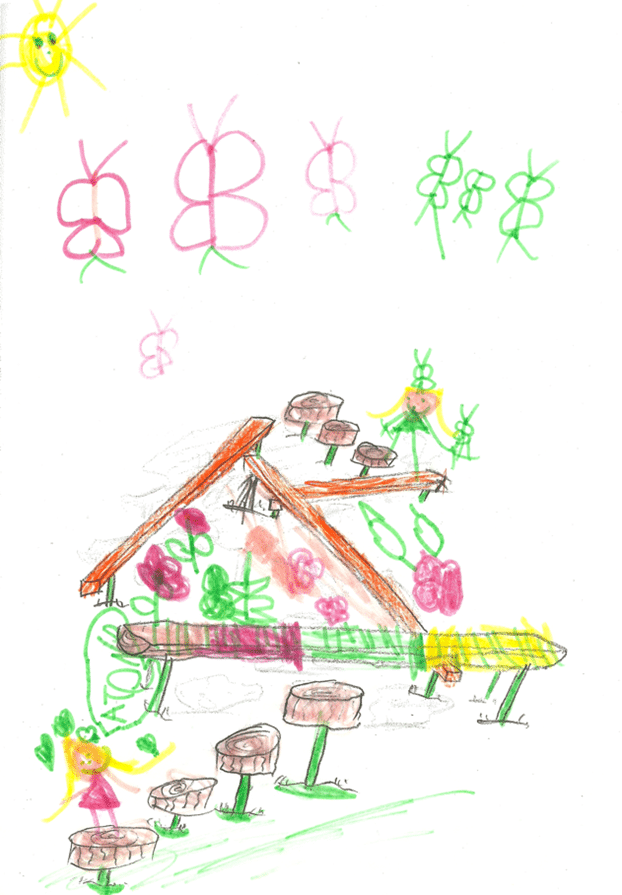 Ce dessin de mes enfants a servi de base à la conception. La relève de papa est assurée!